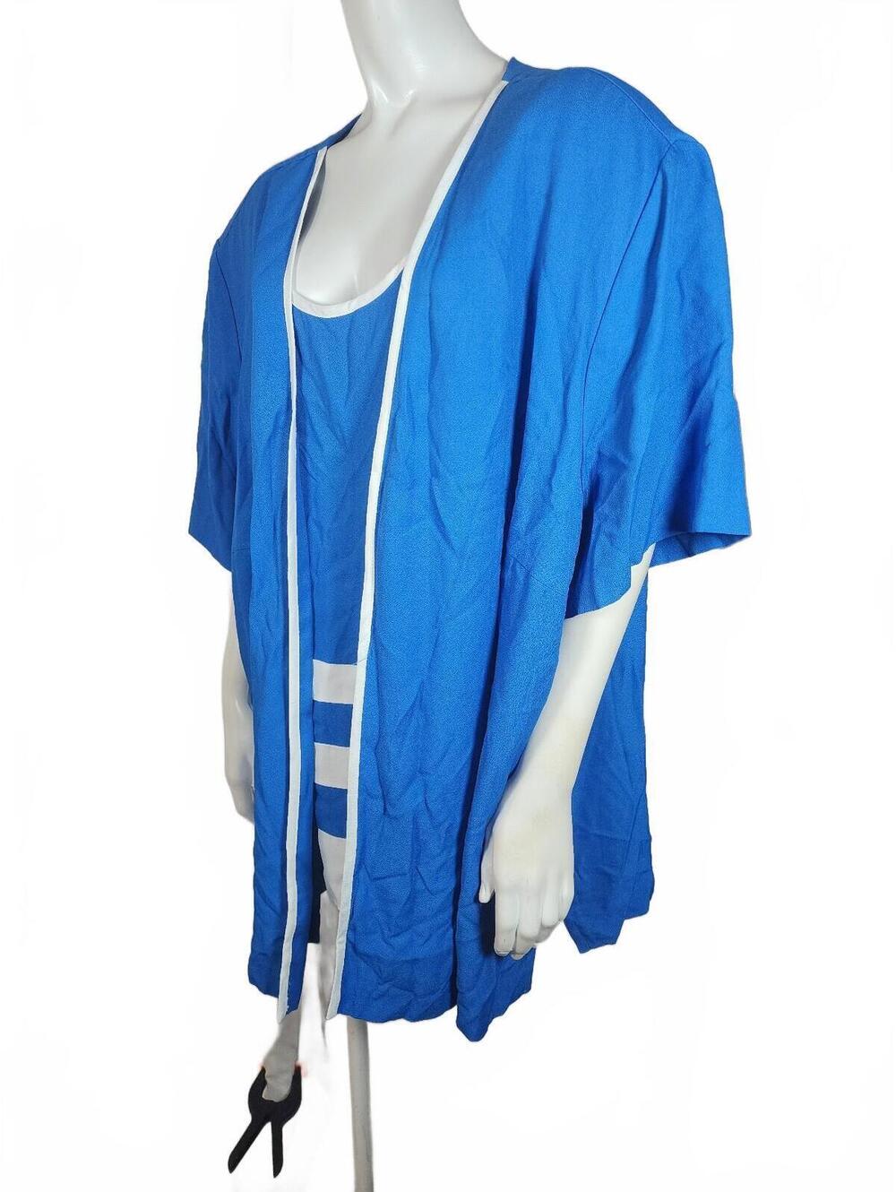 Vintage 90's Kari's Korner Blue Blouse with Attached Jacket Size 32W